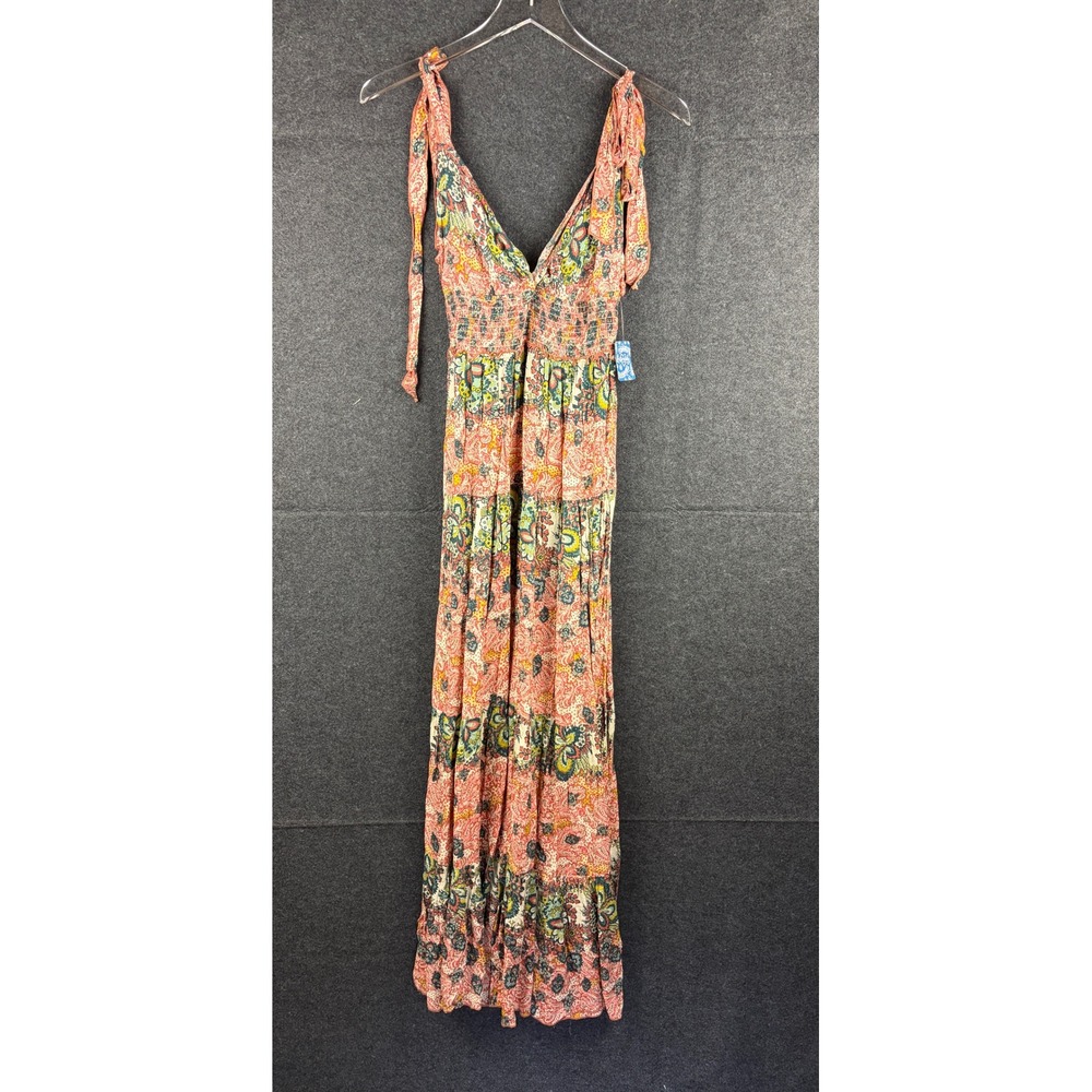 Free People Extratropical Maxi Dress Clay Combo Paisley Floral Smocked S NWT